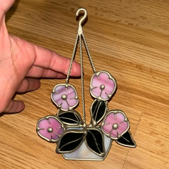 Tiffany Stained Glass Suncatcher Hanging Houseplant 6Pc Collectible Decor Bundle - Picture 6 of 8